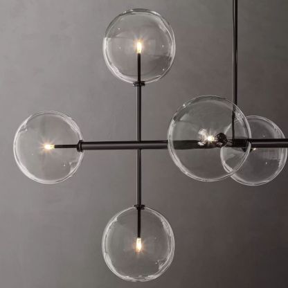Glass Globe Modern Linear Chandelier 72"