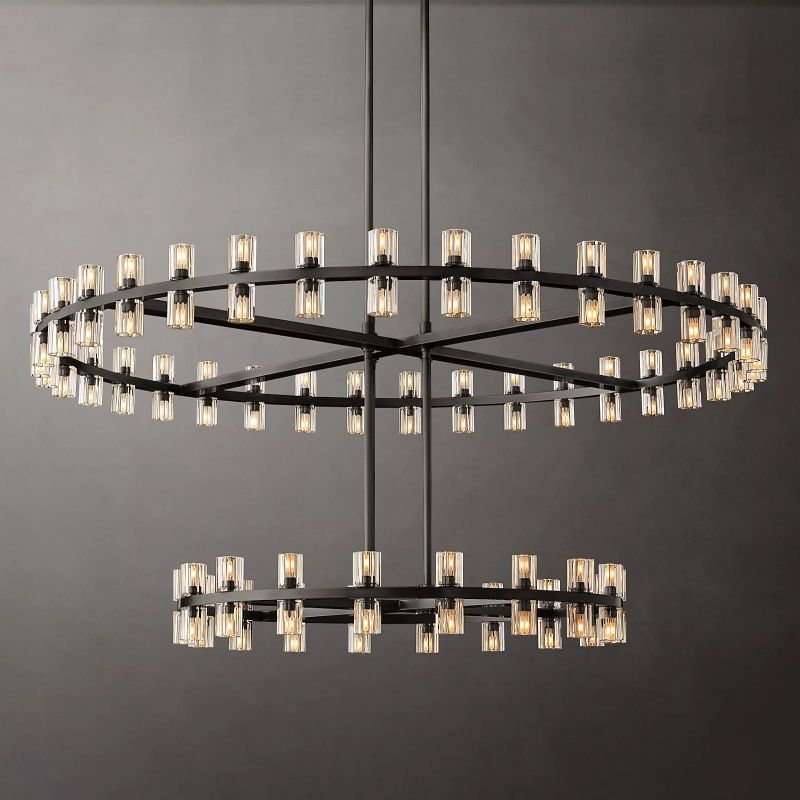With its unique hexagonal spokes and sleek metal frame, Zylero's black chandelier adds a modern edge to your home decor while providing ample illumination.