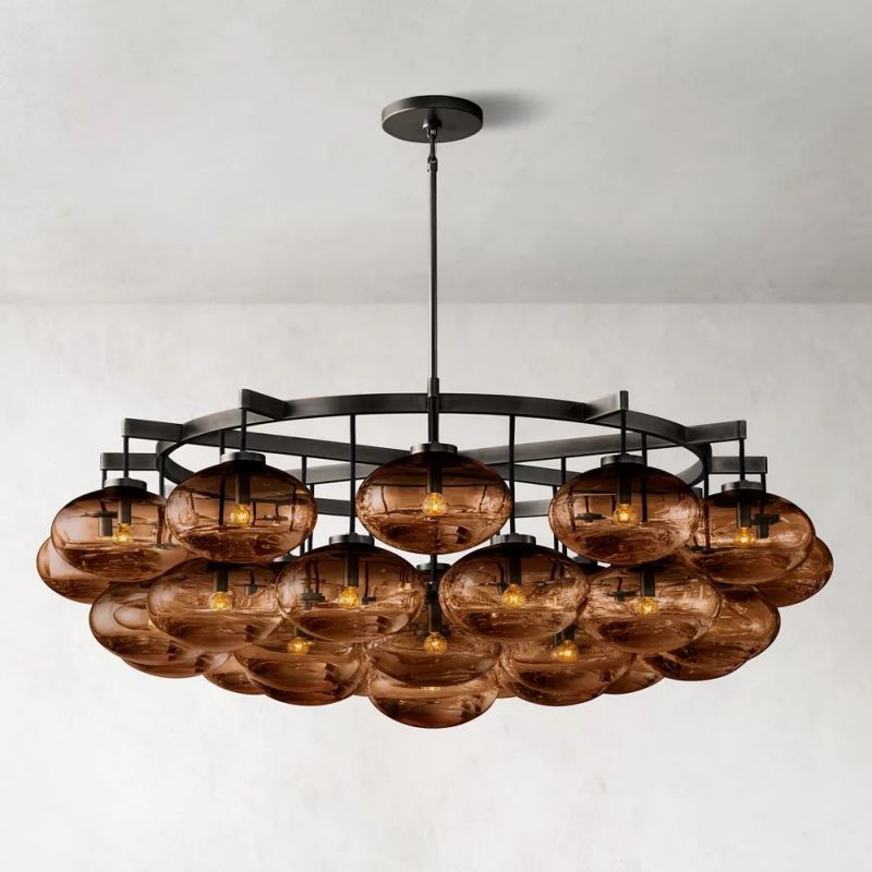 Cabrette Glass Round  Chandelier 60"