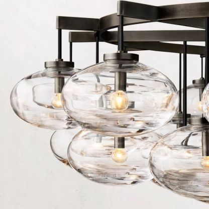 Cabrette Glass Round  Chandelier 60"
