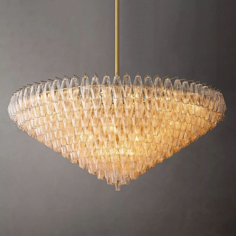 Chara Clear Glass Tiered Round Chandelier 62"-Zylero