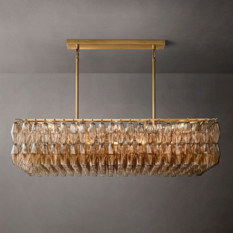 Chara Glass Rectangular Chandelier 54"-Zylero
