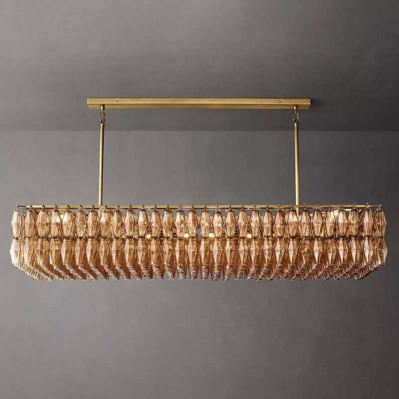 Chara Smoke Glass Rectangular Chandelier 74"-Zylero