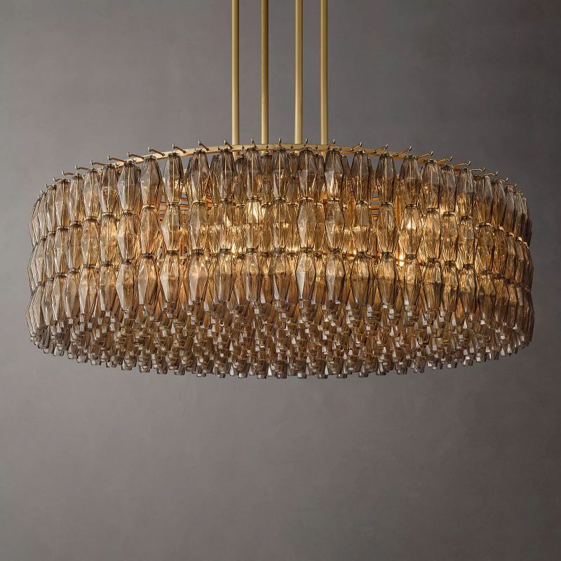 Chara Smoke Glass Round Chandelier 62"-Zylero