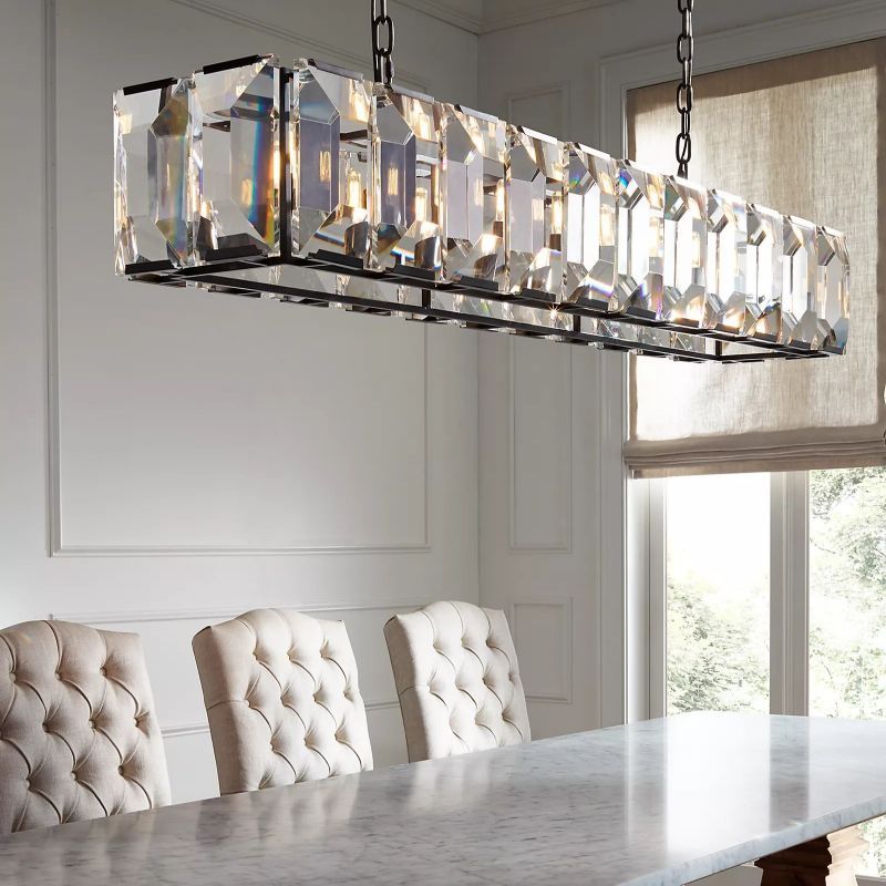 Arles Crystal Rectangular Chandelier 74"