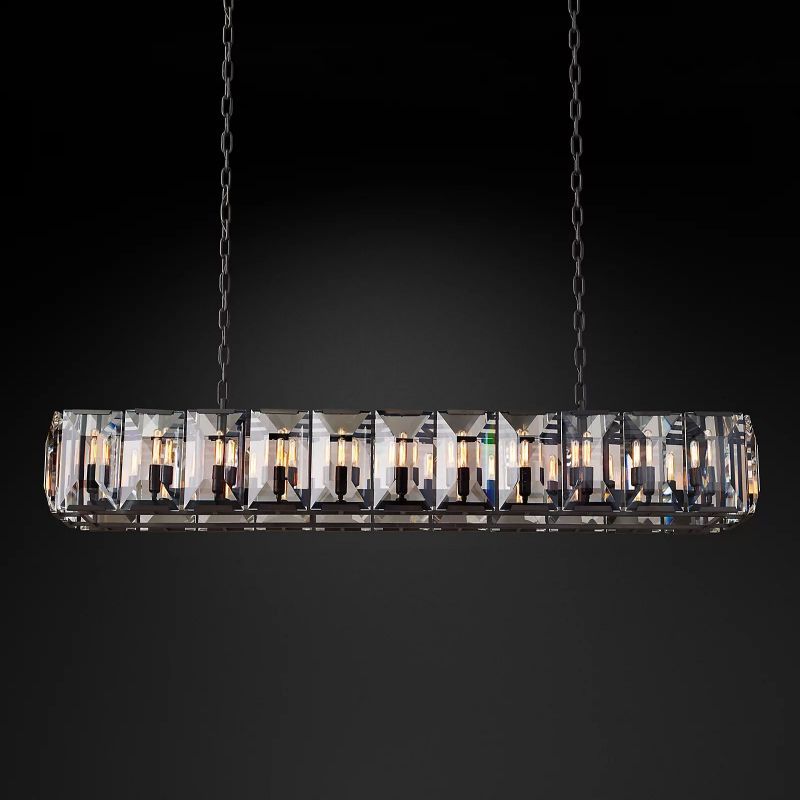 Arles Crystal Rectangular Chandelier 74"