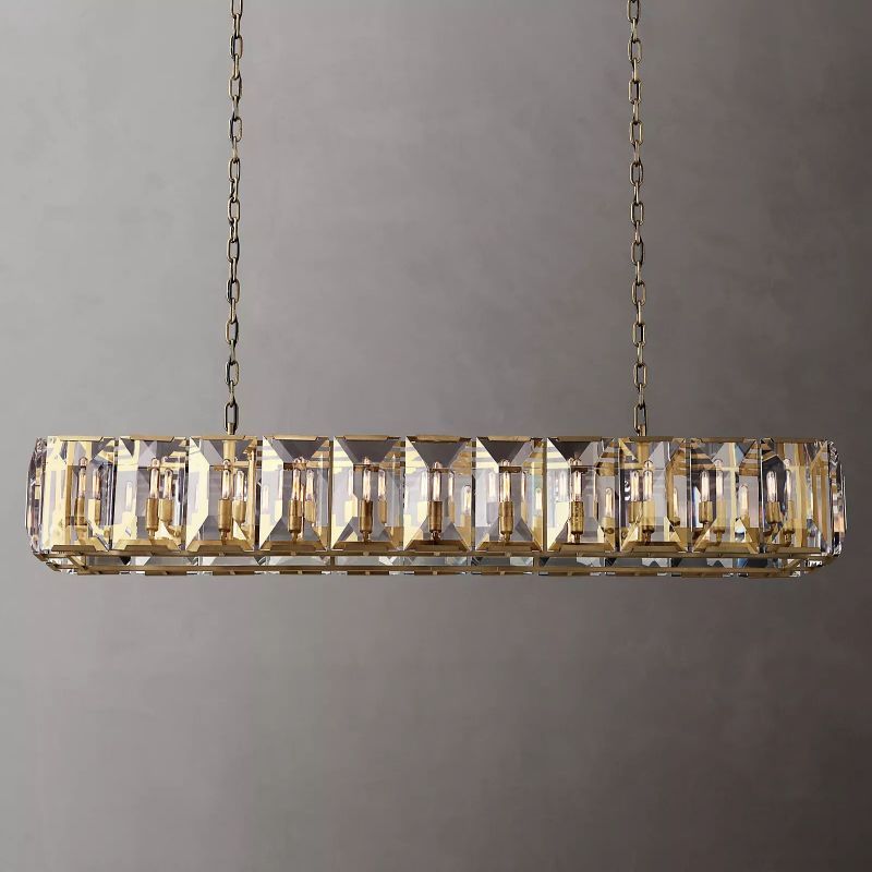 Arles Crystal Rectangular Chandelier 74"