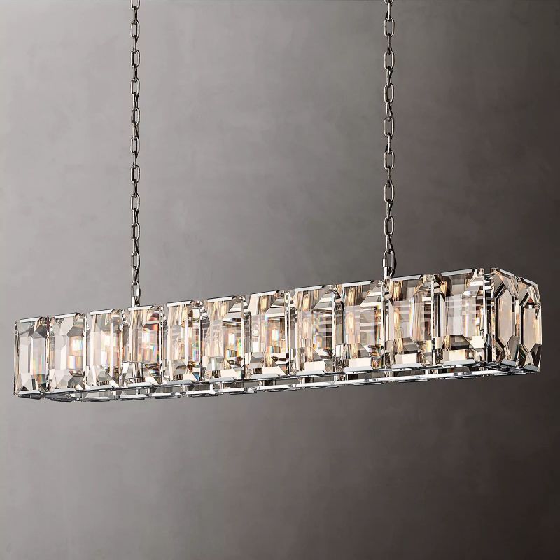 Arles Crystal Rectangular Chandelier 74"