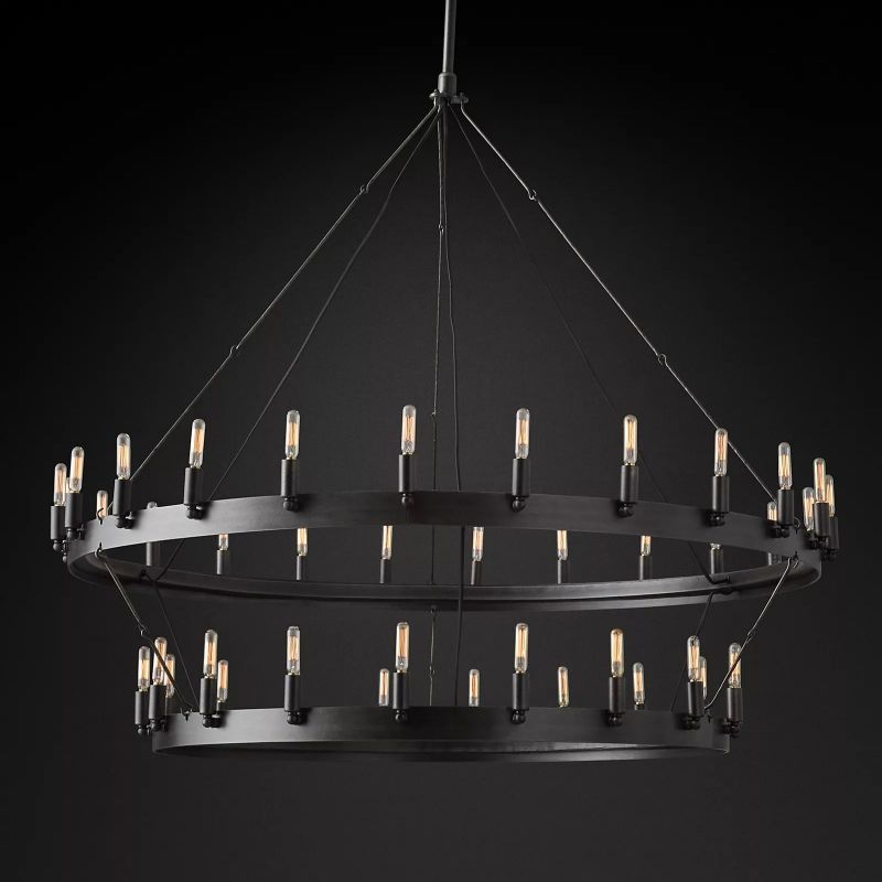 Camino Vintage Filament 2-tier Black Chandelier