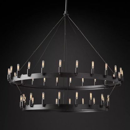 Camino Vintage Filament 2-tier Black Chandelier