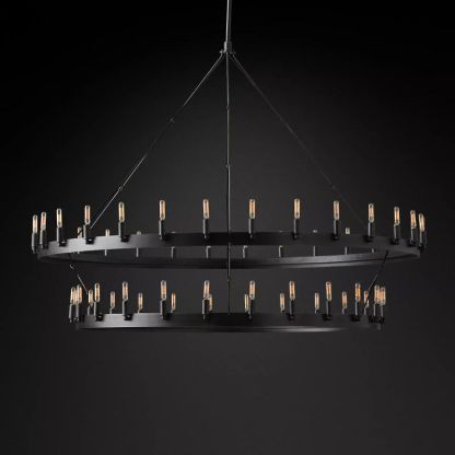 Camino Vintage Filament 2-tier Black Chandelier