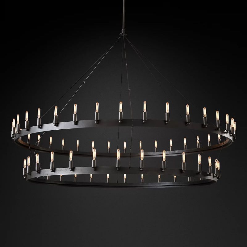Camino Vintage Filament 2-tier Black Chandelier