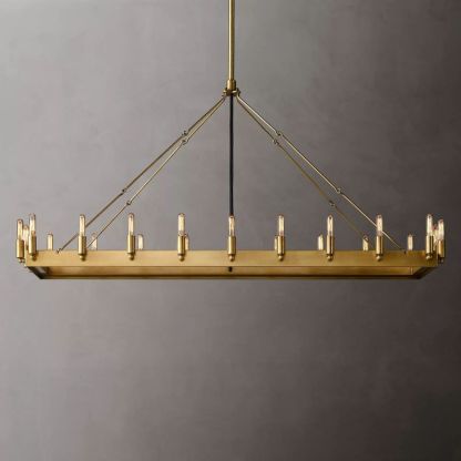 Elevate your decor with Zylero's gold chandelier, a rustic yet elegant piece inspired by the industrial era, meticulously built with angle iron.