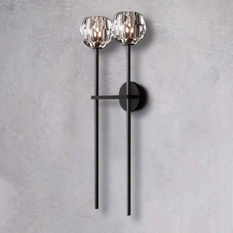 Orvieto Crystal Clear Glass Double Grand Wall Sconce