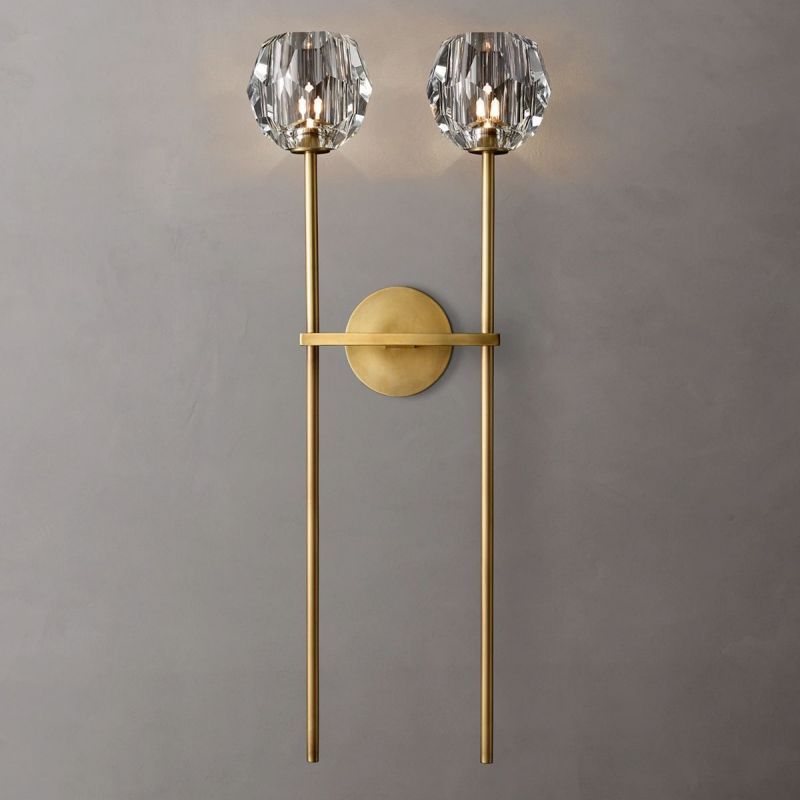 Orvieto Crystal Clear Glass Double Grand Wall Sconce