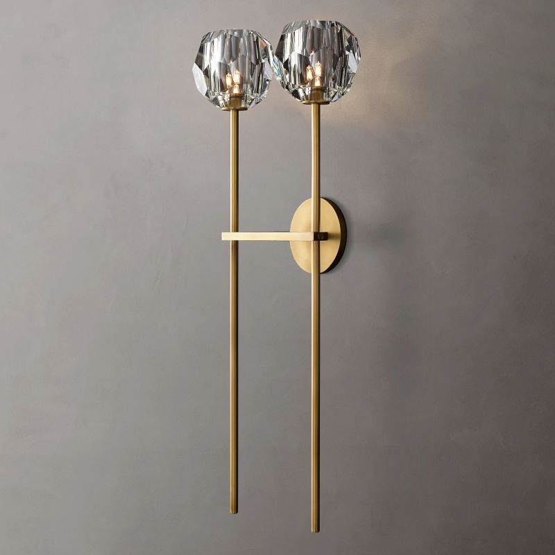 Orvieto Crystal Clear Glass Double Grand Wall Sconce