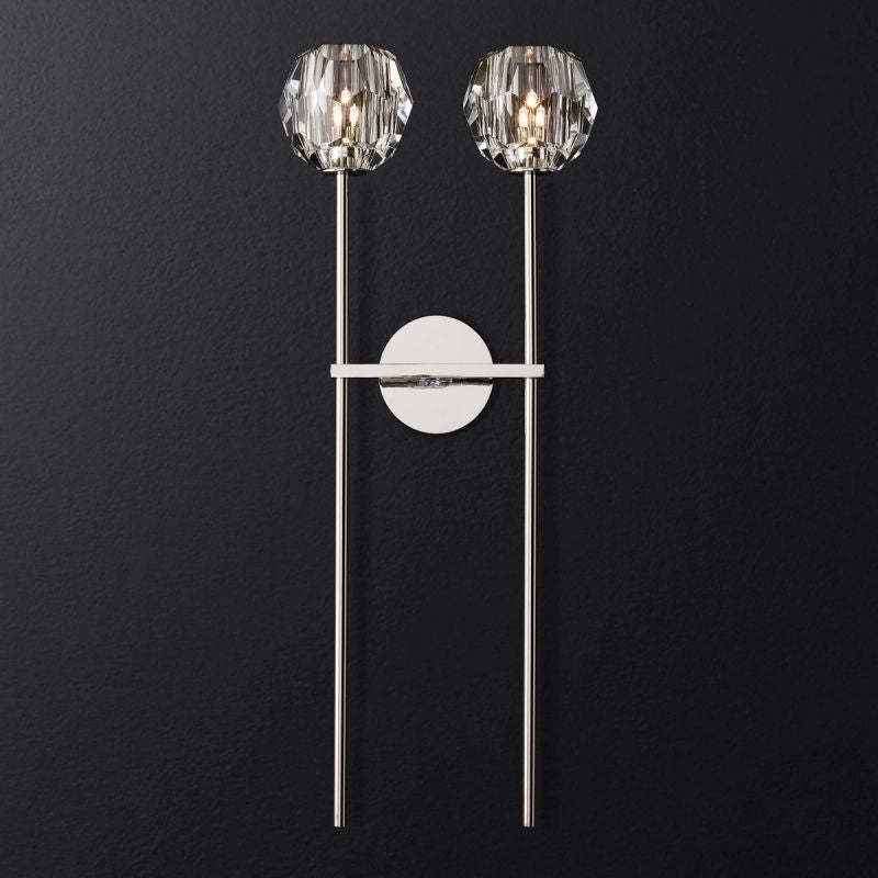 Orvieto Crystal Clear Glass Double Grand Wall Sconce