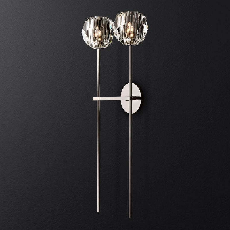 Orvieto Crystal Clear Glass Double Grand Wall Sconce