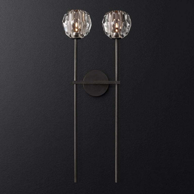 Orvieto Crystal Clear Glass Double Grand Wall Sconce