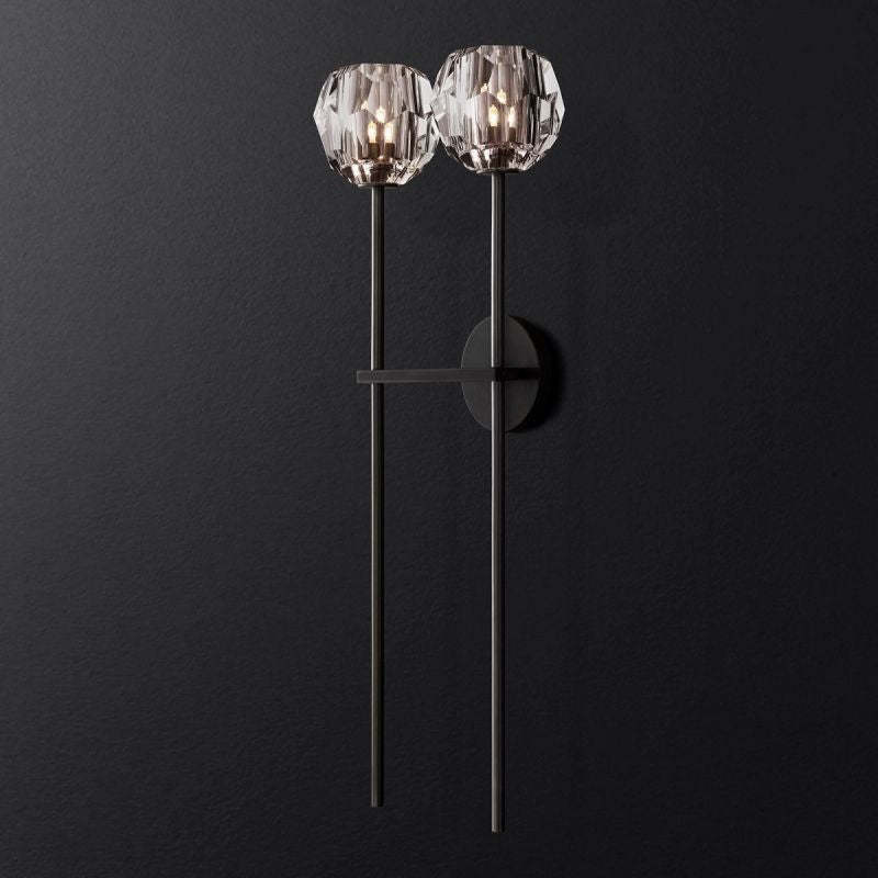 Orvieto Crystal Clear Glass Double Grand Wall Sconce