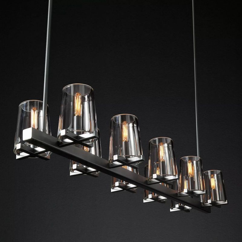 Aosta Glass Linear Chandelier 49"