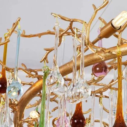 Ran Colorful Crystal Linear Branch Chandelier