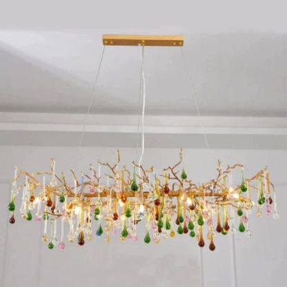 Ran Colorful Crystal Linear Branch Chandelier