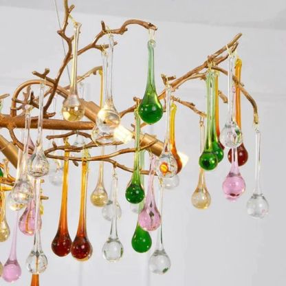 Ran Colorful Crystal Linear Branch Chandelier