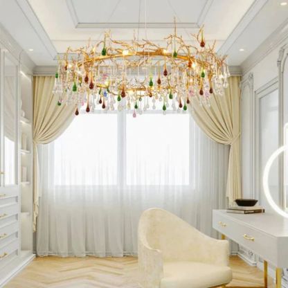 Ran Colorful Crystal Raindrop Branch Chandelier