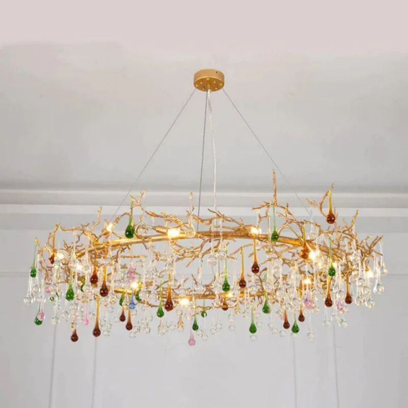 Ran Colorful Crystal Raindrop Branch Chandelier