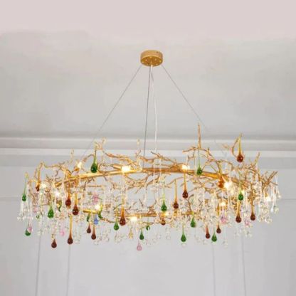 Ran Colorful Crystal Raindrop Branch Chandelier