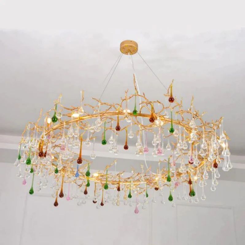 Ran Colorful Crystal Raindrop Branch Chandelier