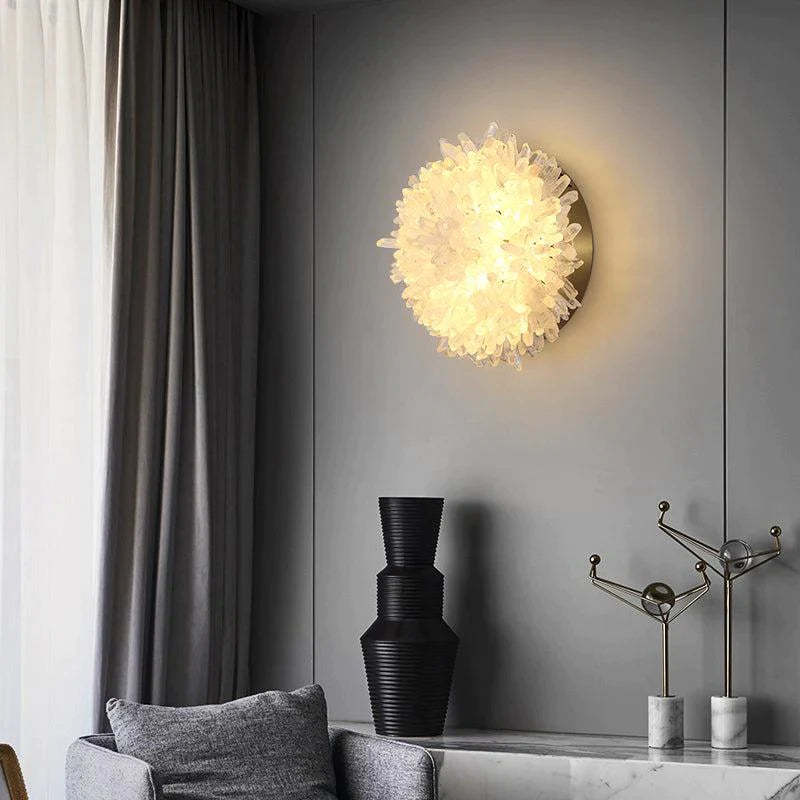Zylero Living Room Lighting: Enhance your living space with Zylero's rock crystal sconce, designed for a contemporary look.