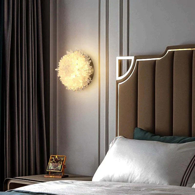 Zylero Crystal Wall Sconce: Add a touch of modern glamour to your bedroom with this hand-carved crystal and solid brass sconce from Zylero.