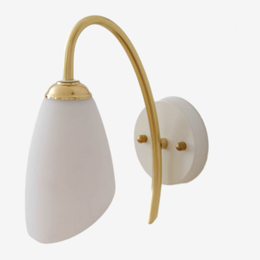 Opal Glass Curved Arm Wall Sconce
