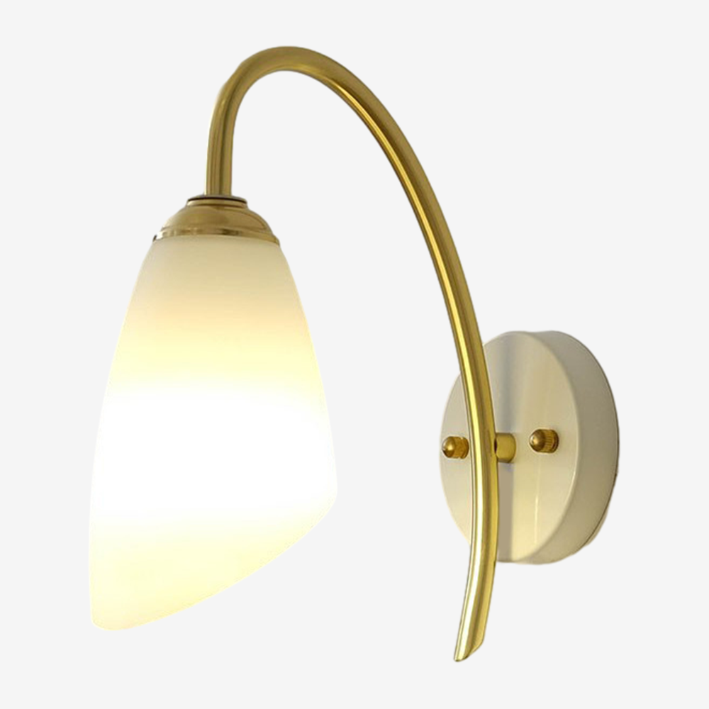 Opal Glass Curved Arm Wall Sconce