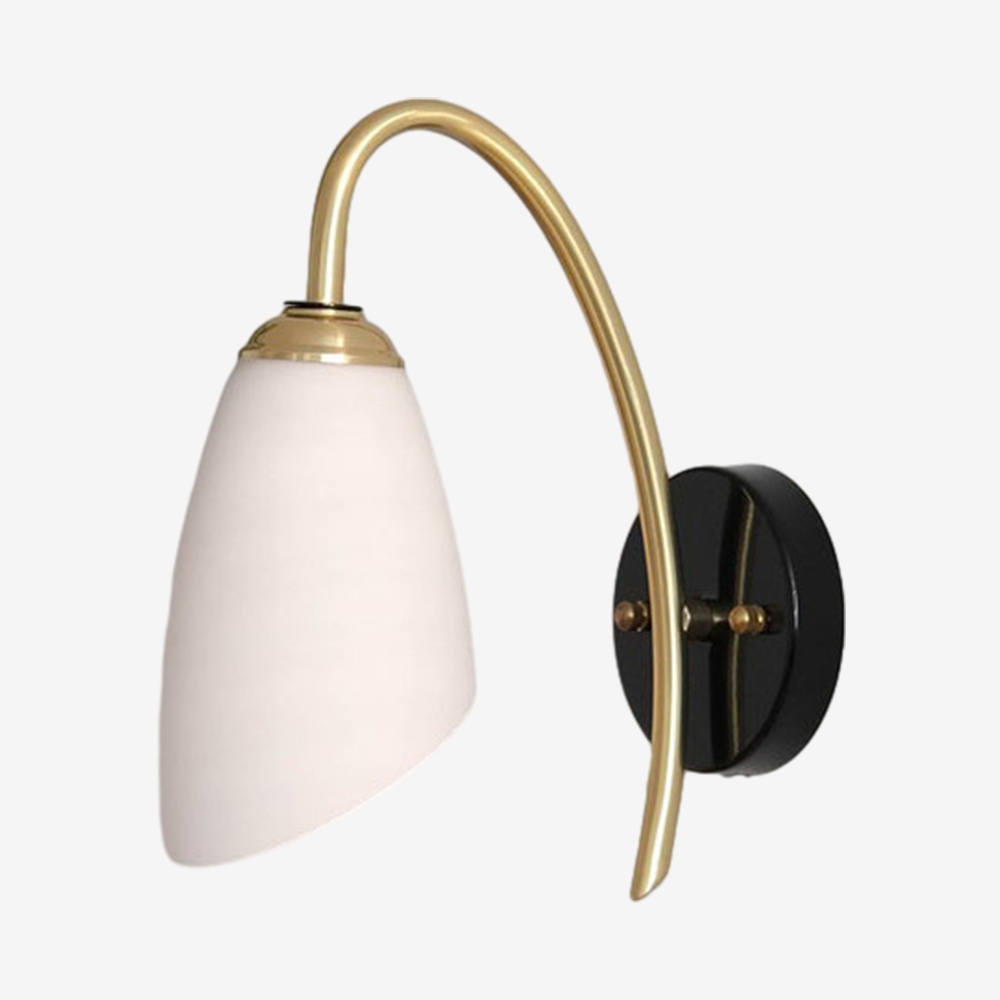 Opal Glass Curved Arm Wall Sconce