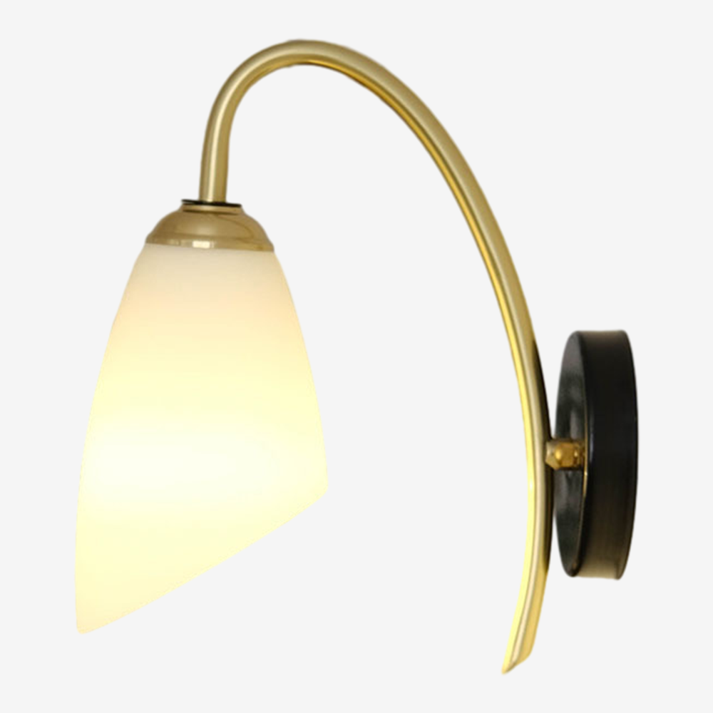 Opal Glass Curved Arm Wall Sconce