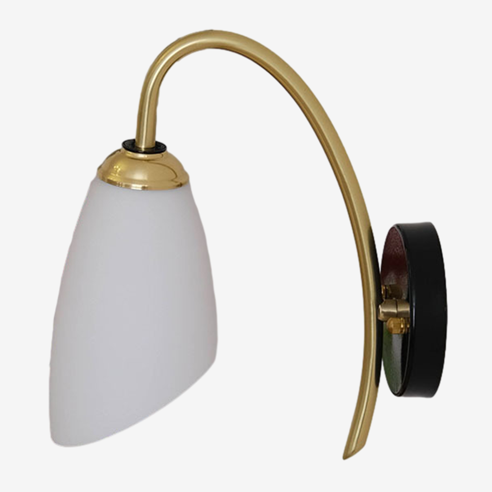 Opal Glass Curved Arm Wall Sconce