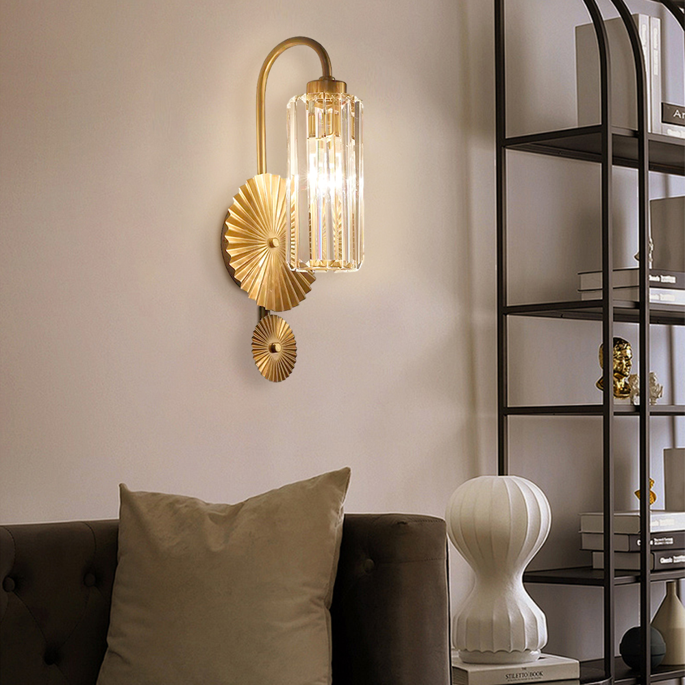 Gold Plate Crystal Atmosphere Wall Sconce