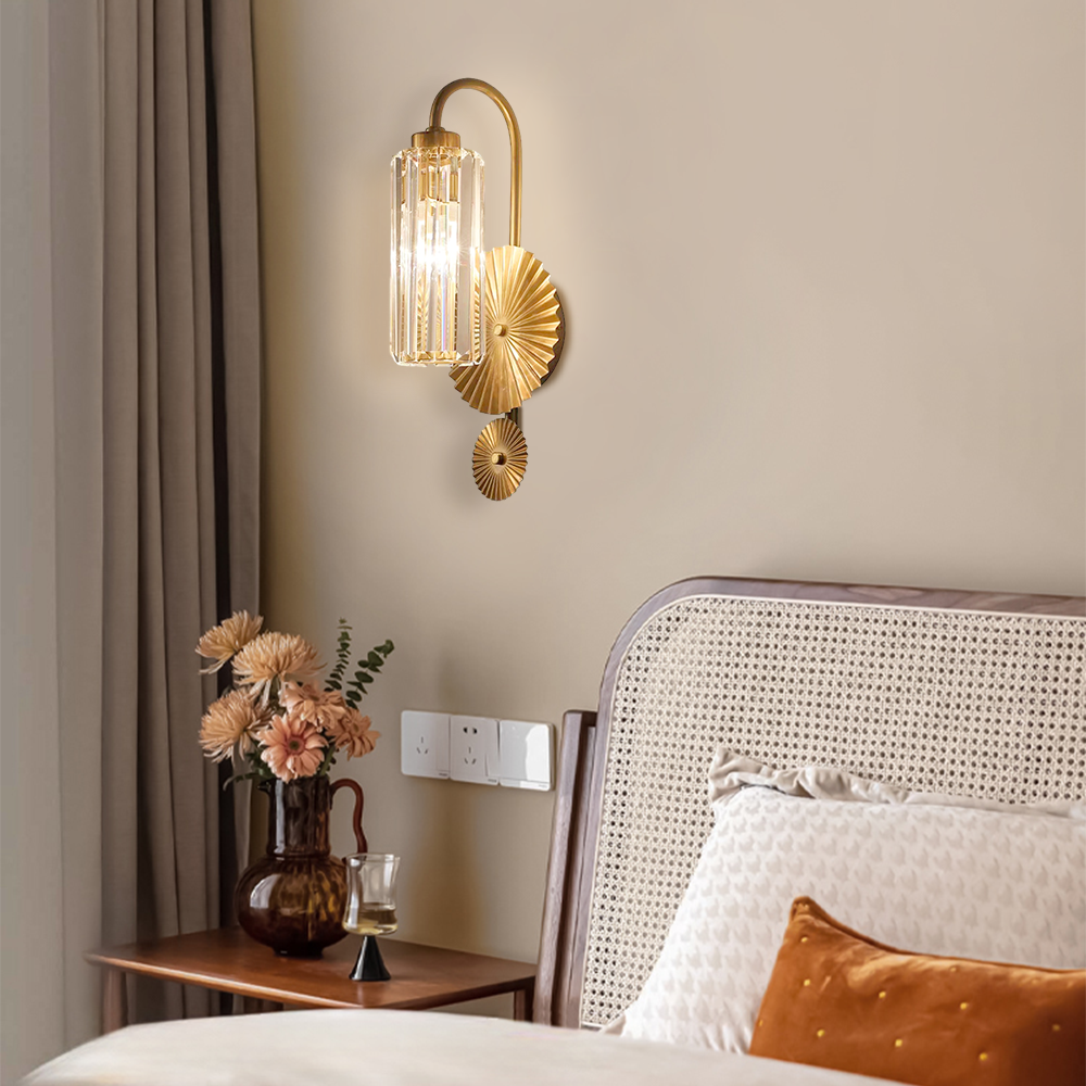 Gold Plate Crystal Atmosphere Wall Sconce