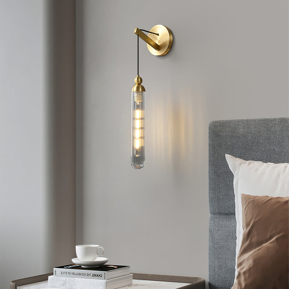 Modern Stripe Glass Brass Wall Sconce