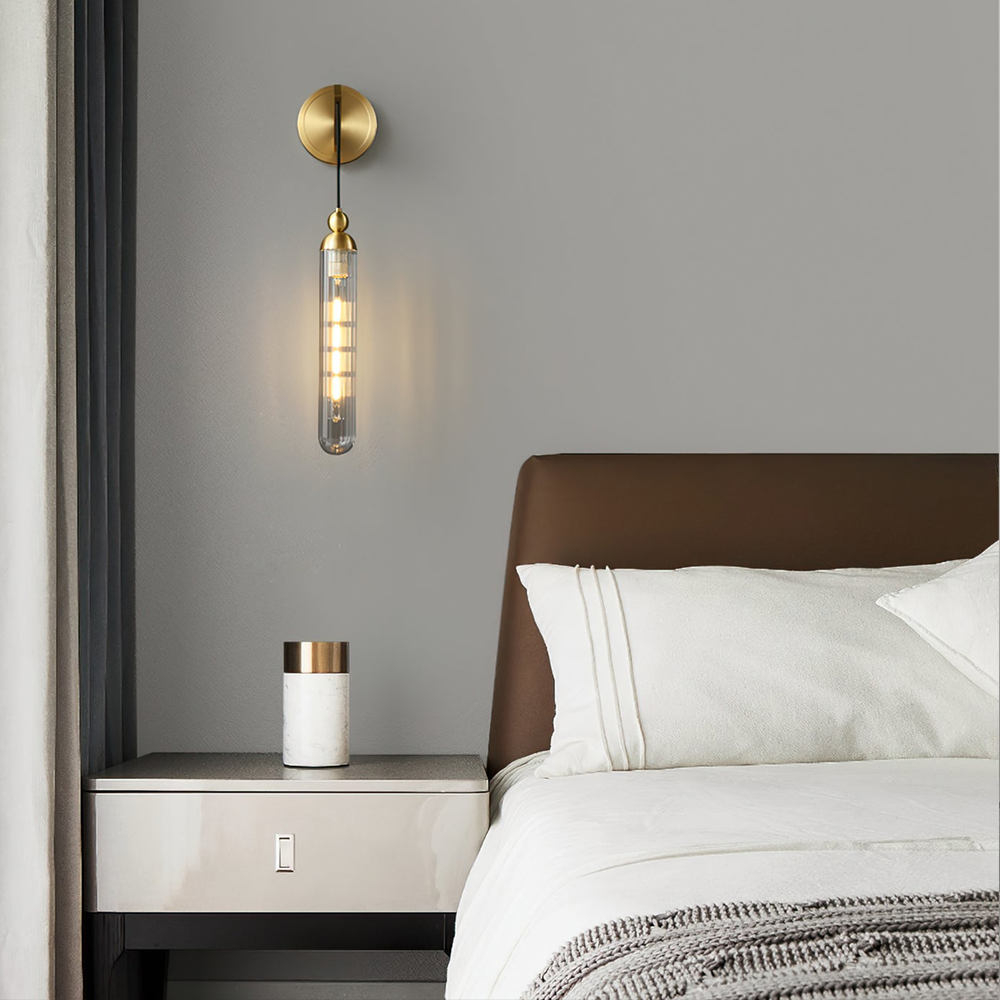 Modern Stripe Glass Brass Wall Sconce