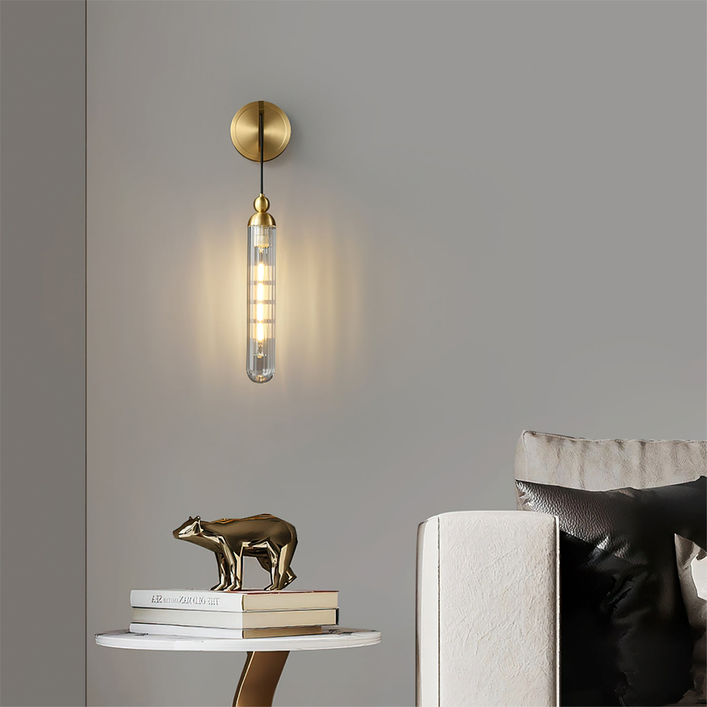 Modern Stripe Glass Brass Wall Sconce