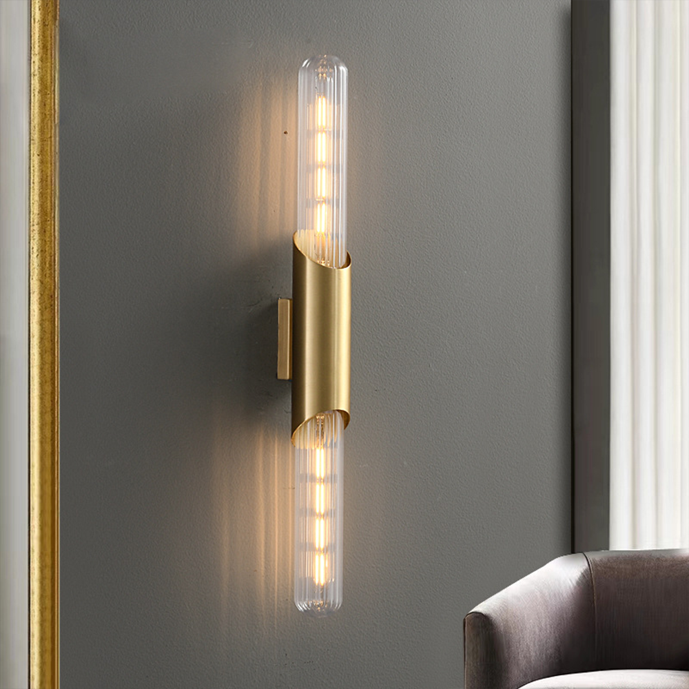 Luxe Vanity Ribbed Glass Wall Sconce