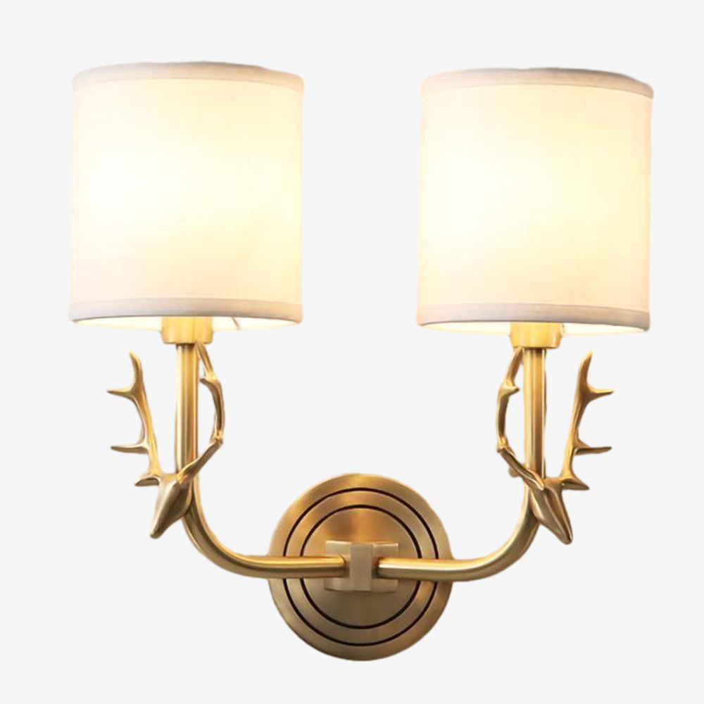 Vintage Fabric Antler Decor Wall Sconce 1/2 Lights