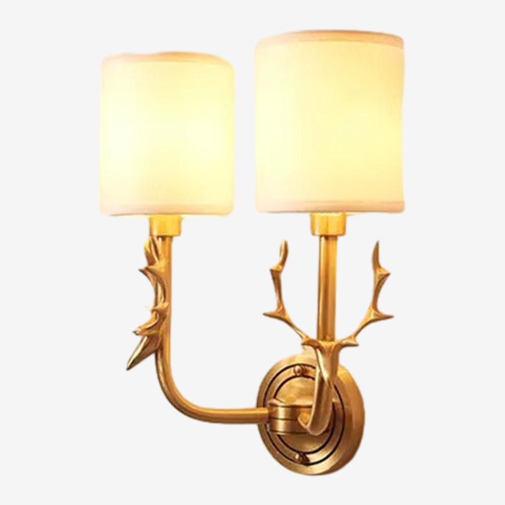 Vintage Fabric Antler Decor Wall Sconce 1/2 Lights