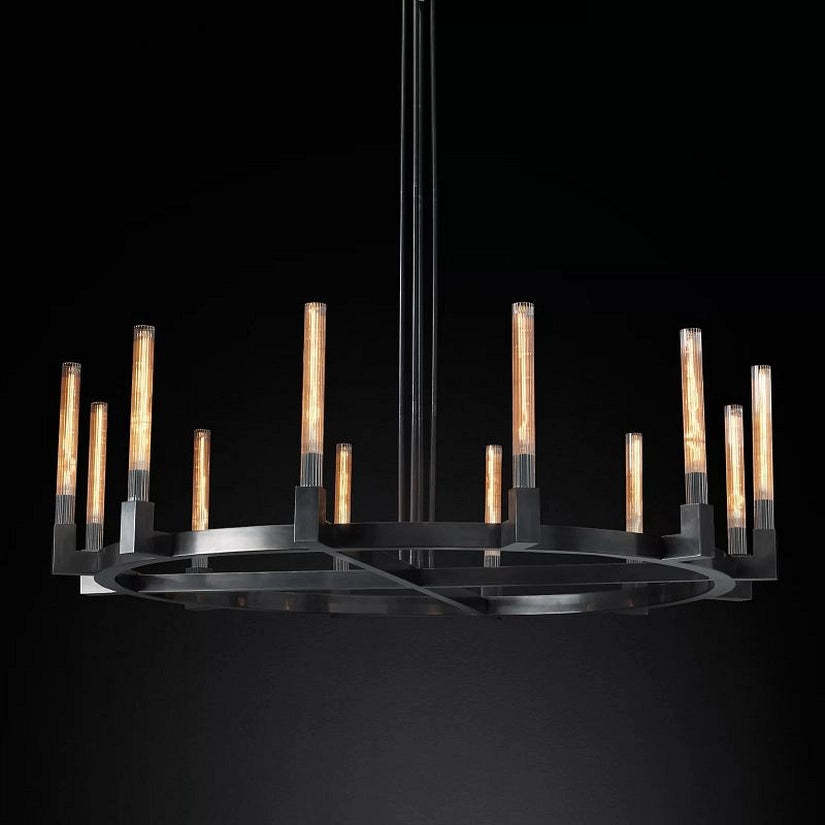 Prismatic Glass Round Chandelier 60 Inch