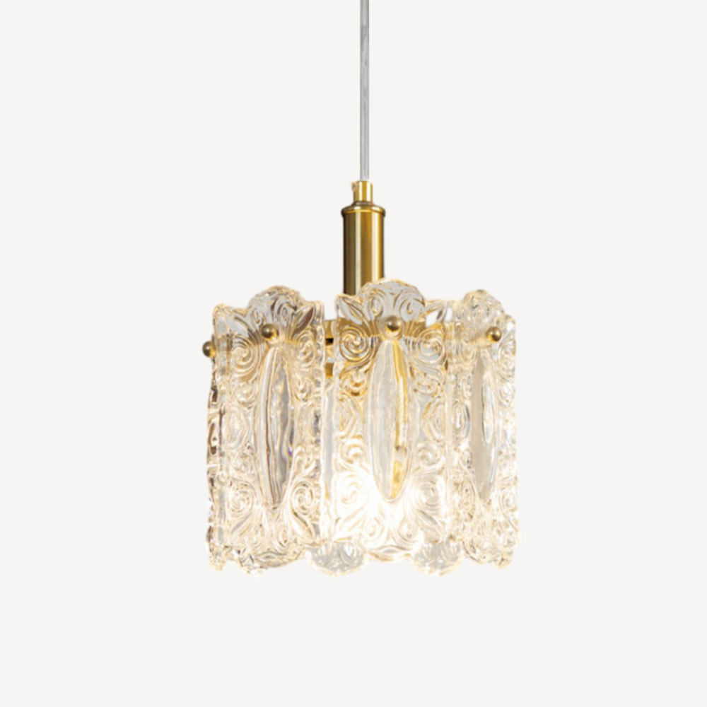 Carved Pattern Glass Pendant Lamp