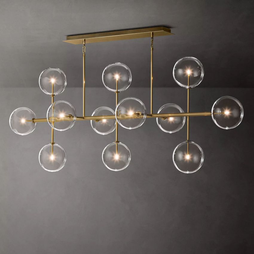 Glass Globe Modern Linear Chandelier 72"